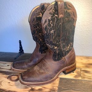 Boulet Floral Embossed Cowgirl Boots - Square Toe